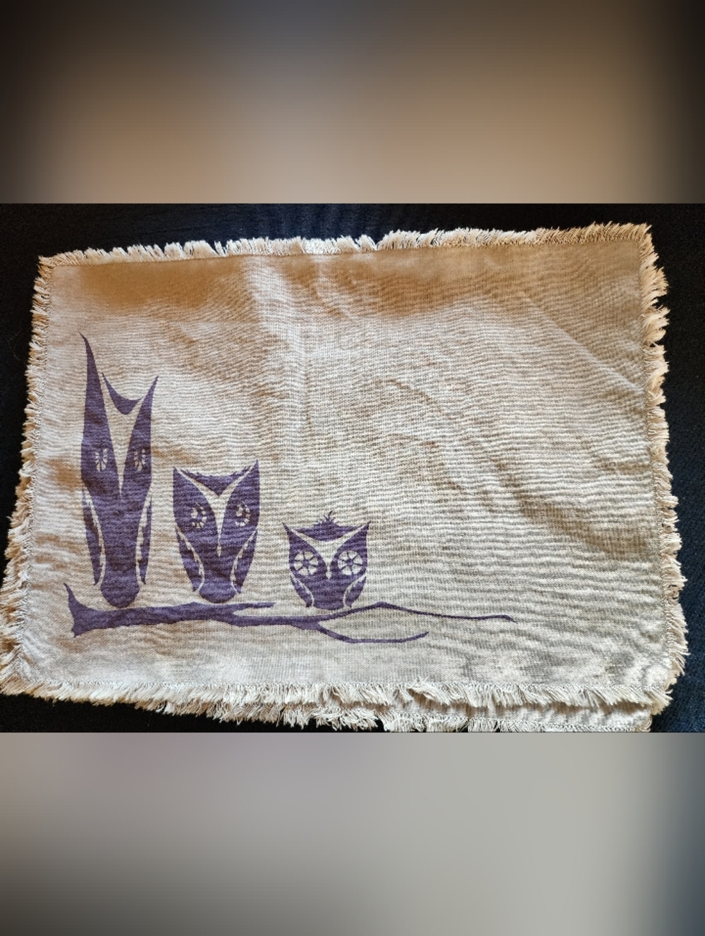 MCM -Vintage 4 Cream and Purple Owls Placemats